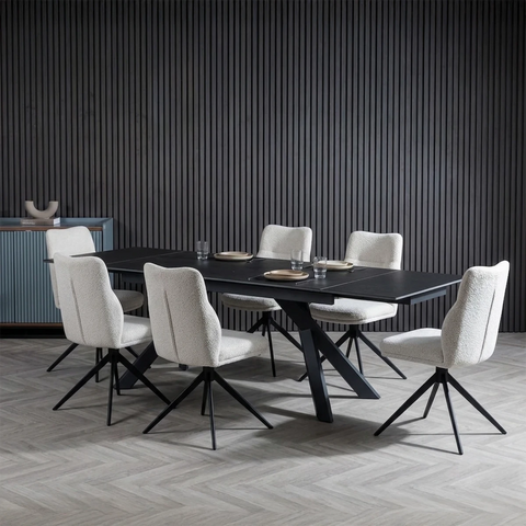 Atlanta Dark Grey Extending Dining Table with 6 Chairs
