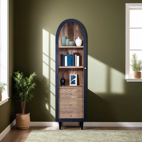 Atomic Single Door Glass Whitewash Cabinet - Pendle Village Furniture