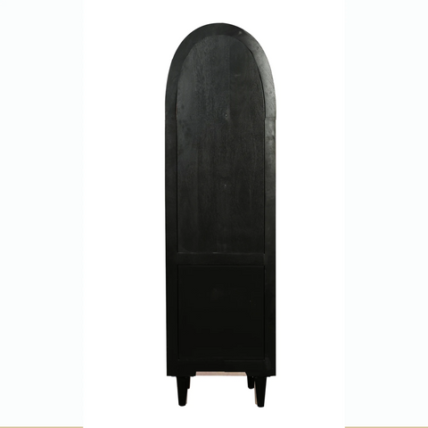 Atomic Single Door Glass Black Cabinet - Pendle Village Furniture
