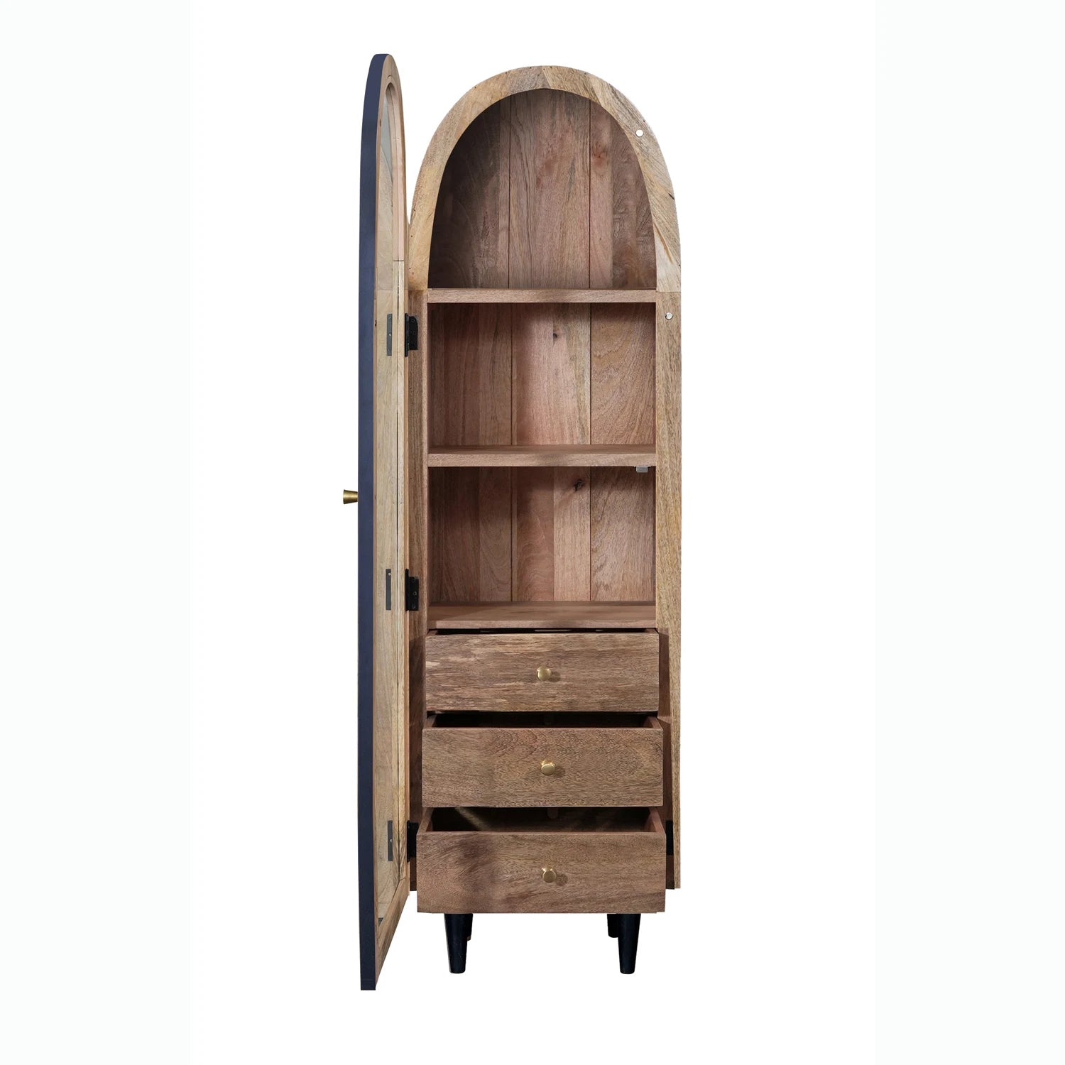 Atomic Single Door Glass Black Cabinet - Pendle Village Furniture