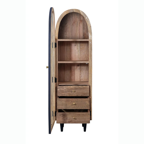 Atomic Single Door Glass Black Cabinet - Pendle Village Furniture