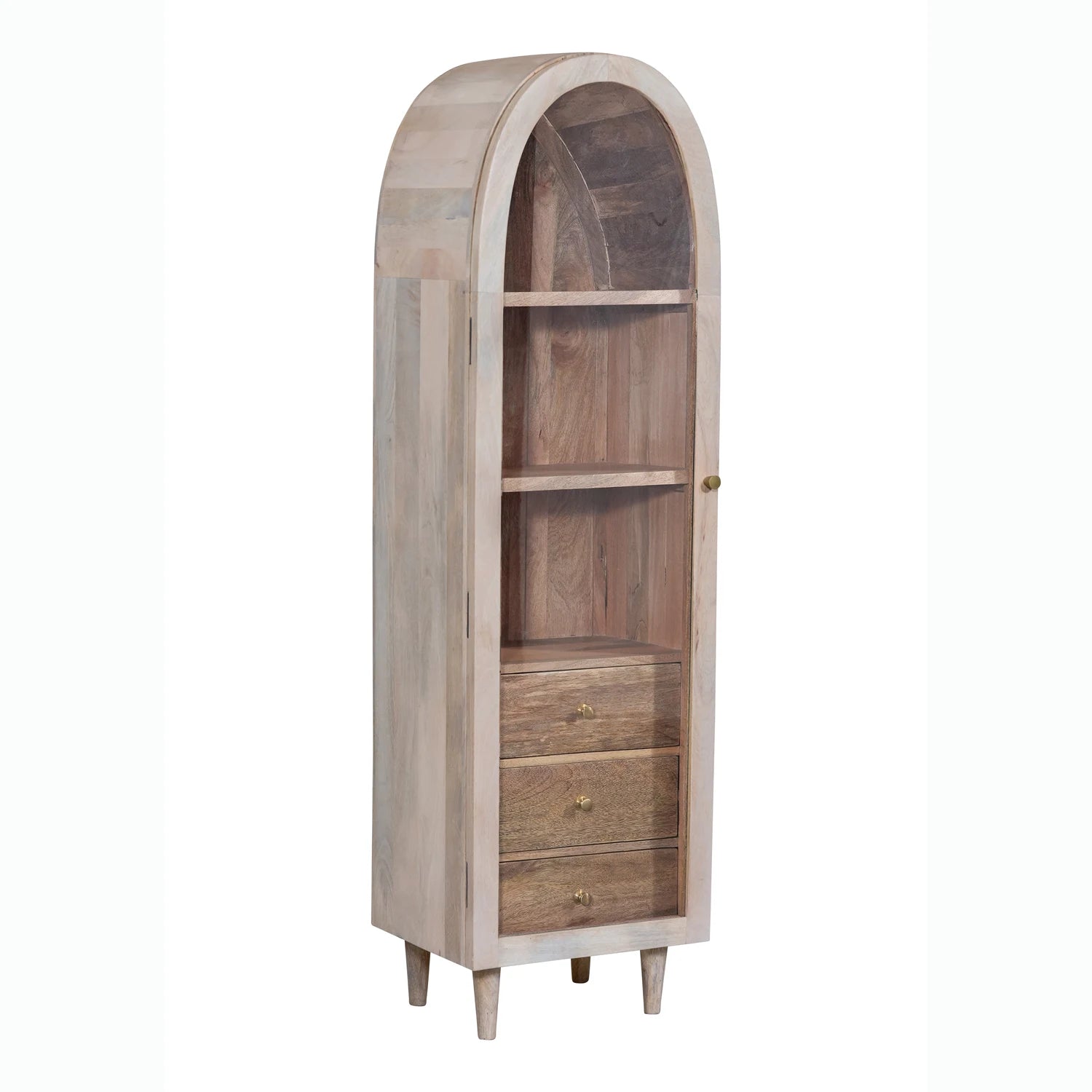 Atomic Single Door Glass Whitewash Cabinet - Pendle Village Furniture