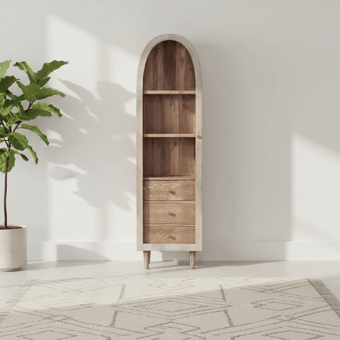 Atomic Single Door Glass Whitewash Cabinet