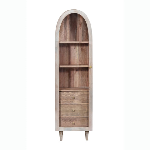 Atomic Single Door Glass Whitewash Cabinet - Pendle Village Furniture