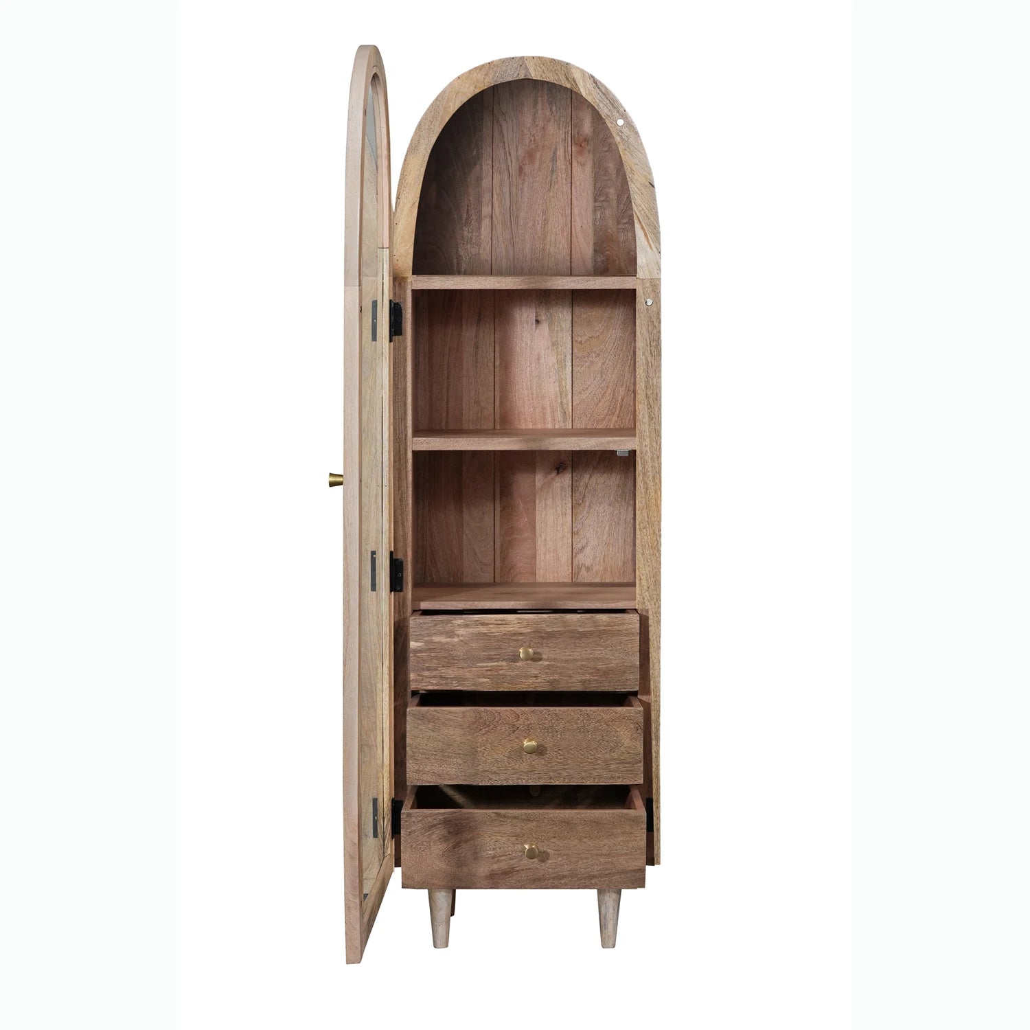 Atomic Single Door Glass Whitewash Cabinet - Pendle Village Furniture