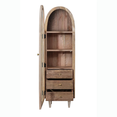 Atomic Single Door Glass Whitewash Cabinet - Pendle Village Furniture