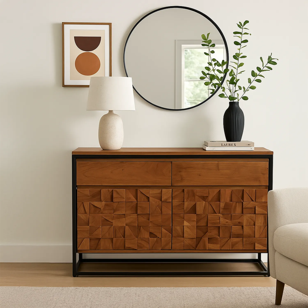 Small Wooden Sideboard 120cm Length