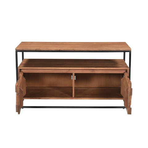 Interior view of Atticus TV Unit with doors open revealing storage