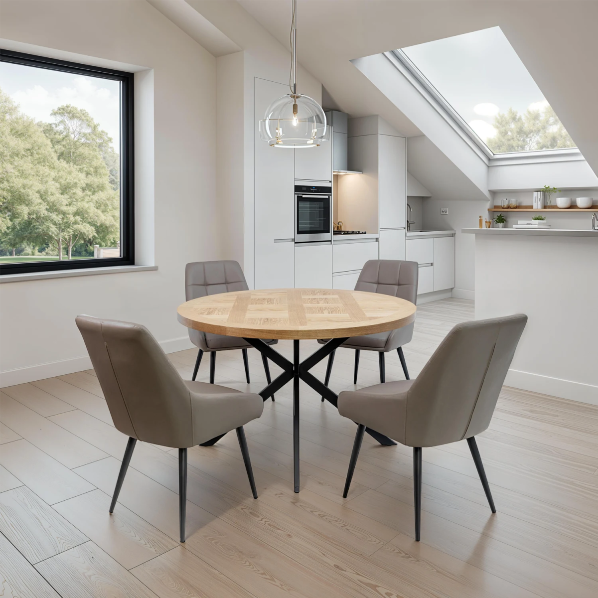 Ava Taupe PU Dining Chair - Set of 4 - Pendle Village Furniture