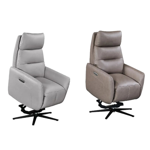 Aveline Leather Swivel Lift & Recliner Chair – Grey or Taupe - Pendle Village Furniture