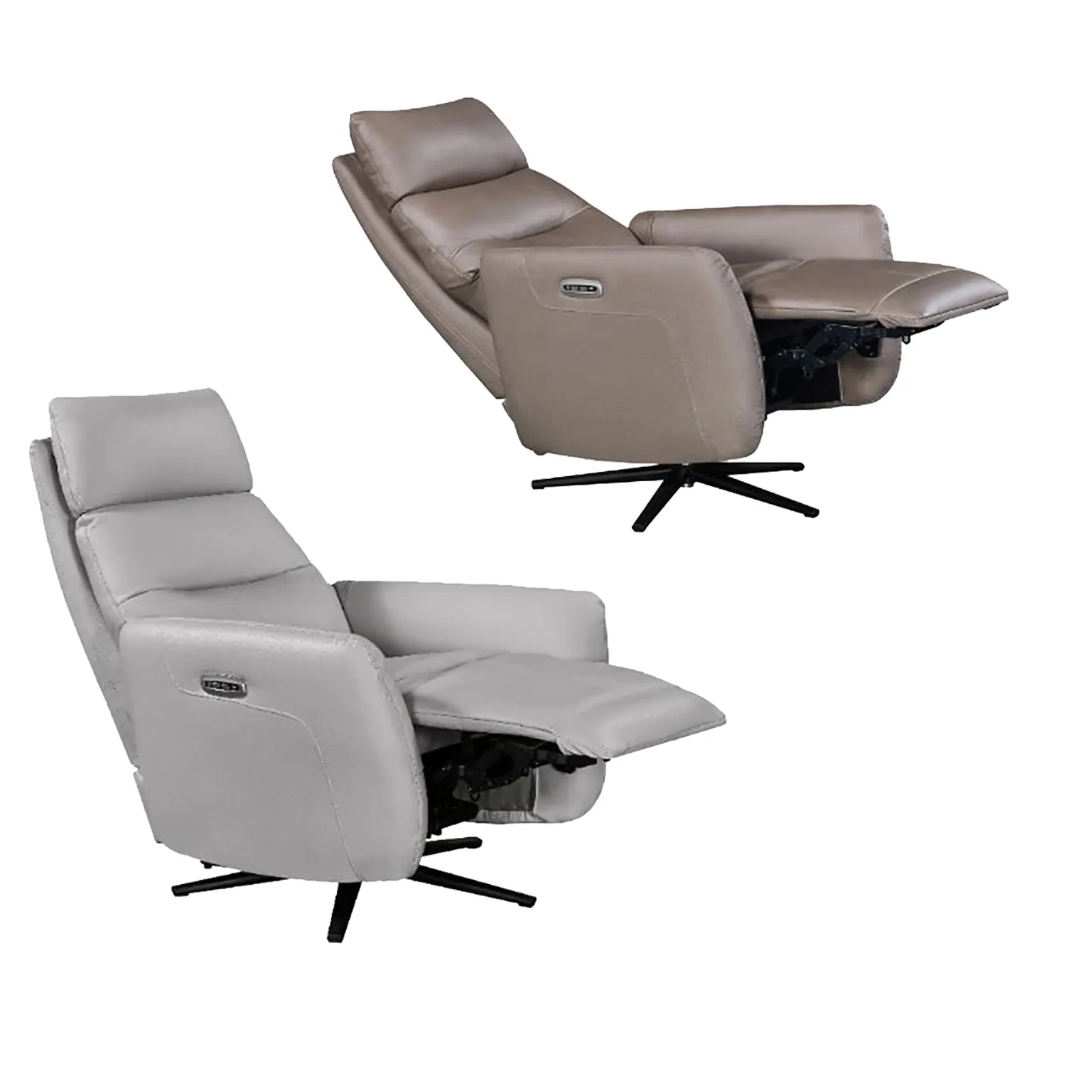 Aveline Leather Swivel Lift & Recliner Chair – Grey or Taupe - Pendle Village Furniture