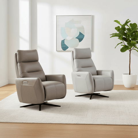 Aveline Leather Swivel Lift & Recliner Chair – Grey or Taupe