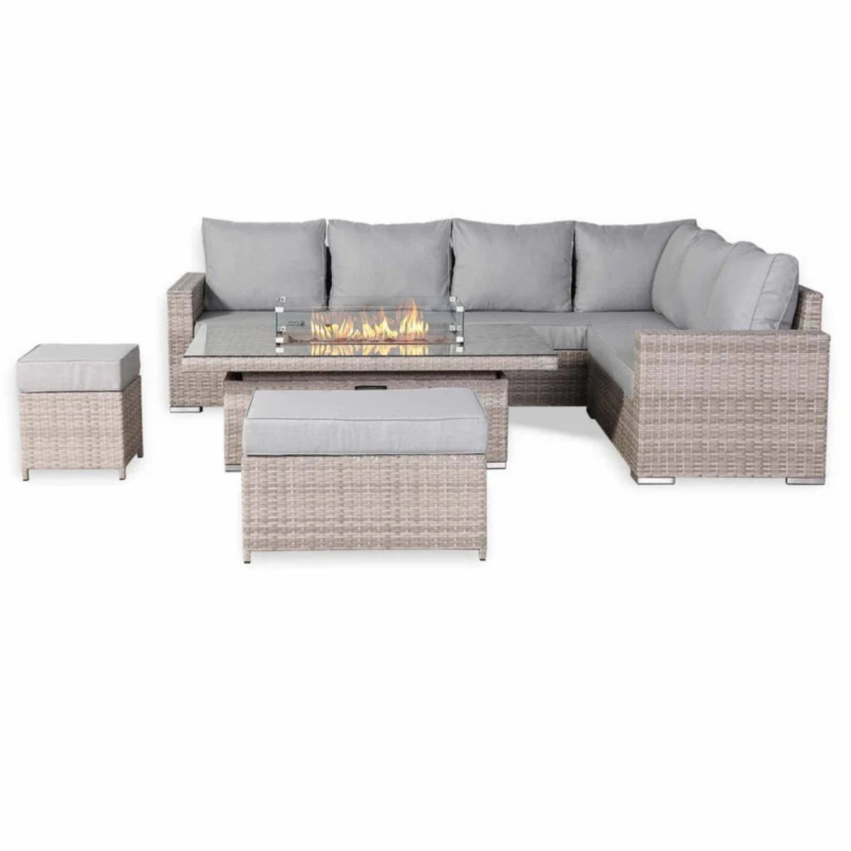 Outdoor L-shaped sofa set ideal for social gatherings.