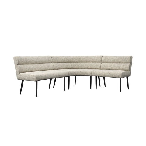 Avor Champagne Fabric Curved Corner Dining Bench