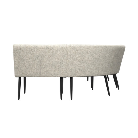 Back View of Avor Champagne Fabric Curved Corner Dining Bench