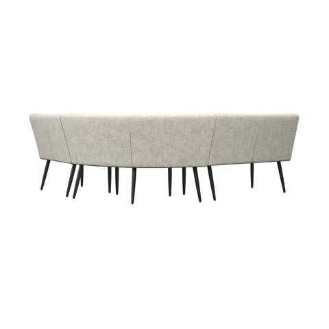 Back View of Avor Champagne Fabric Corner Dining Bench with Backless Bench Set
