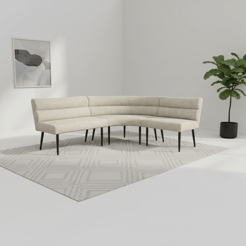 Avor Champagne Fabric Corner Dining Bench with Backless Bench Set