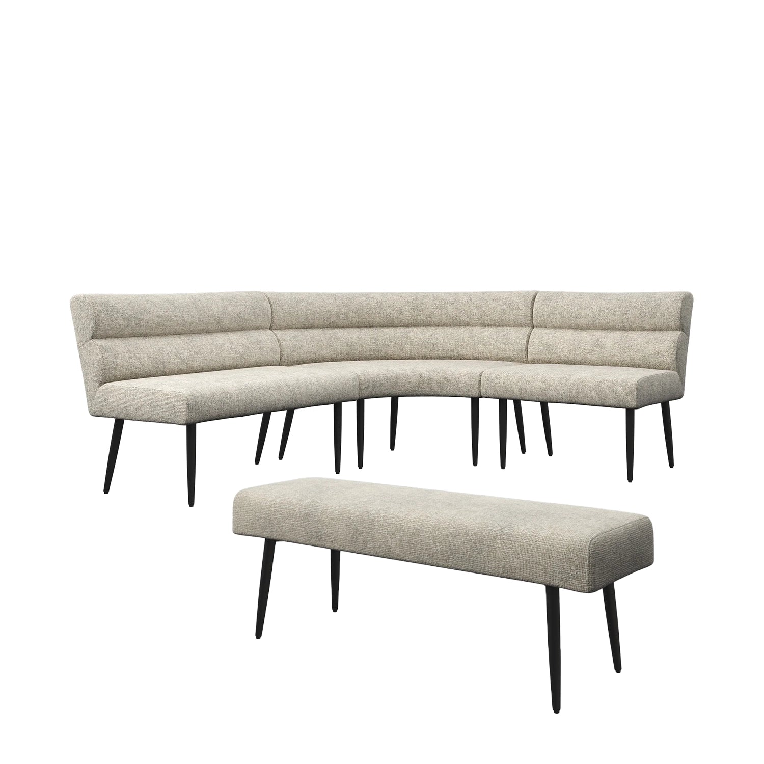 Avor Champagne Fabric Corner Dining Bench with Backless Bench Set