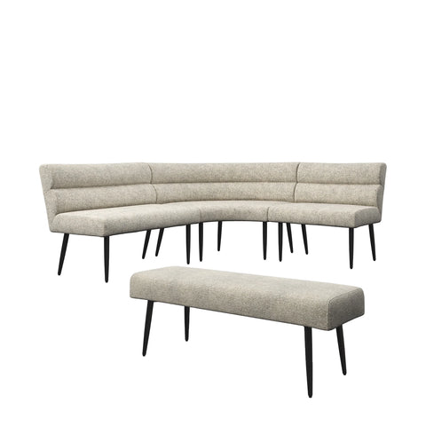 Avor Champagne Fabric Corner Dining Bench with Backless Bench Set