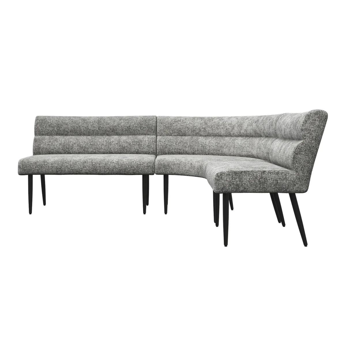 Avor Grey Fabric Corner Dining Bench with Backless Bench Set - Close Up of Corner Bench 