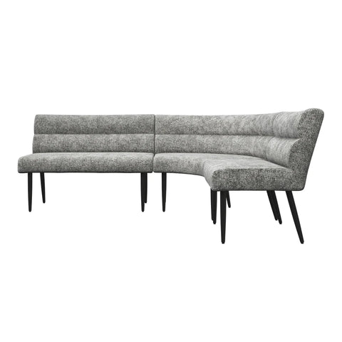 Avor Grey Fabric Corner Dining Bench with Backless Bench Set - Close Up of Corner Bench 