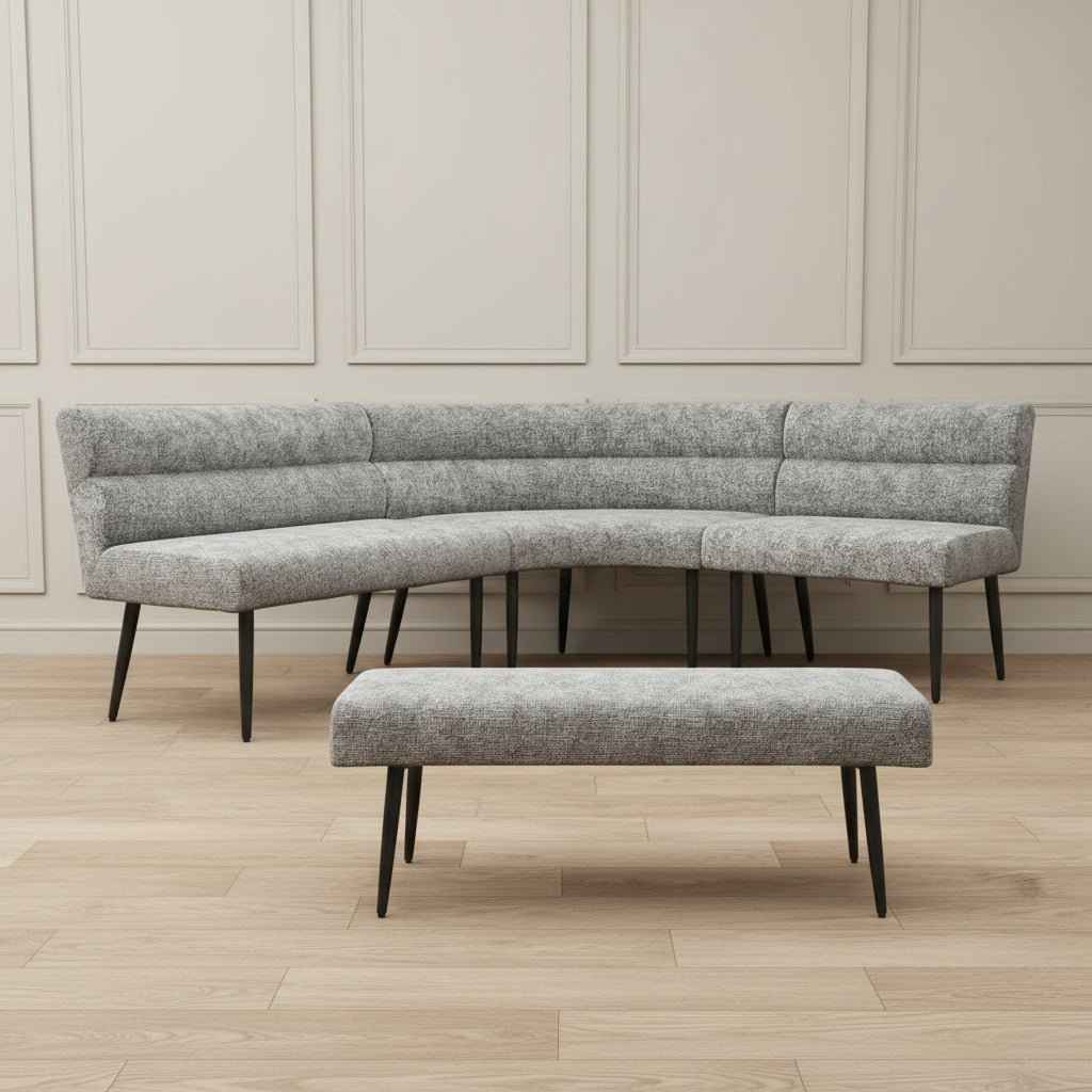 Lifestyle image of Avor Grey Fabric Corner Dining Bench with Backless Bench Set