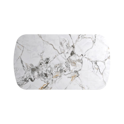 Table top of Avor Dining table with marble-like Sintered Stone Ceramic top and black metal legs 