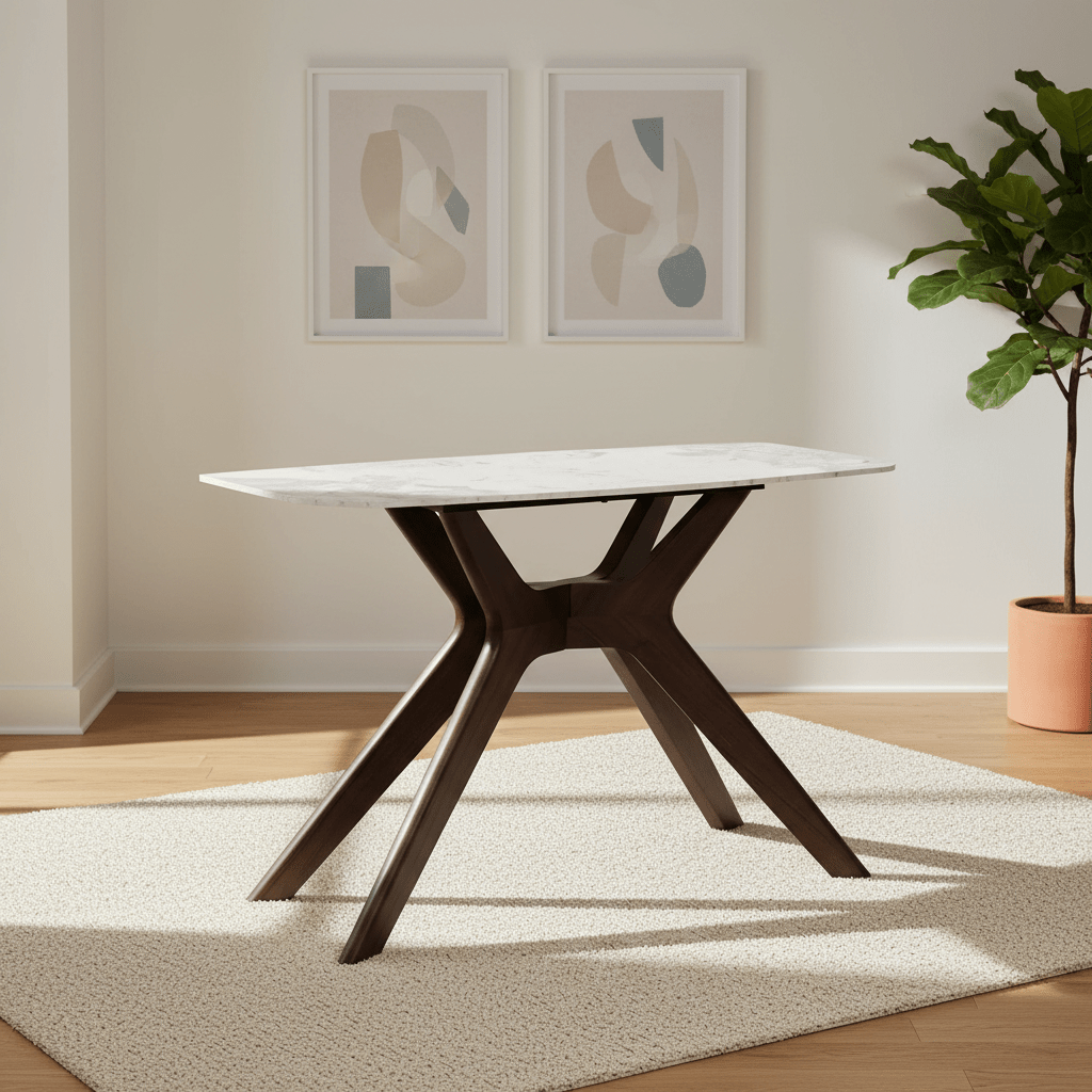 Aura Brown and White Sintered Stone Top Console Table