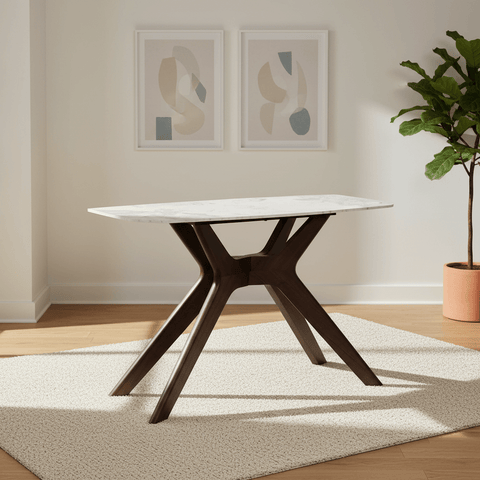 Aura Brown and White Sintered Stone Top Console Table