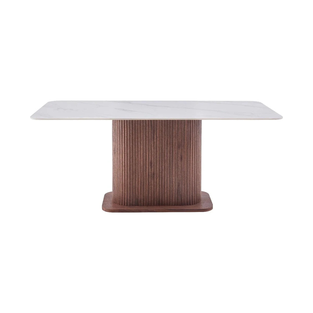 Aymar Walnut Dining Table White Sintered Stone
