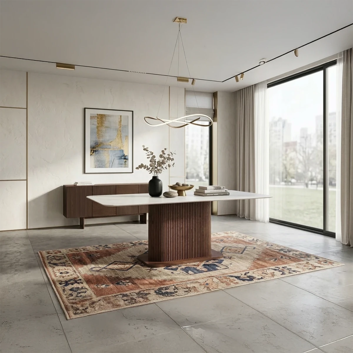 Aymar stone top dining table for modern dining room