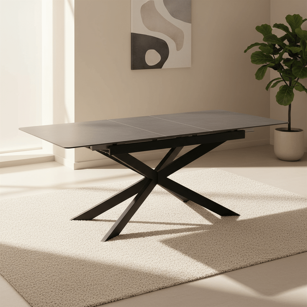 Azzurra Grey Sintered Stone Extending Dining Table with Porto Swivel Dining Chairs 