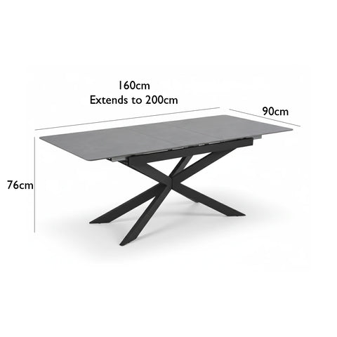 Azzurra Grey Sintered Stone Extending Dining Table with Porto Swivel Dining Chairs - Pendle Village Furniture