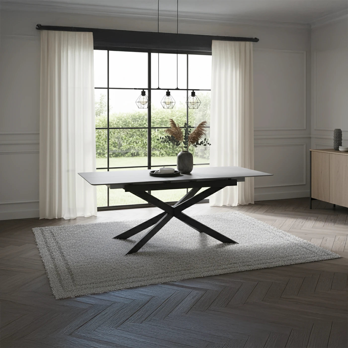 Azzurra Grey Sintered Stone 160cm Extending Dining Table - Pendle Village Furniture
