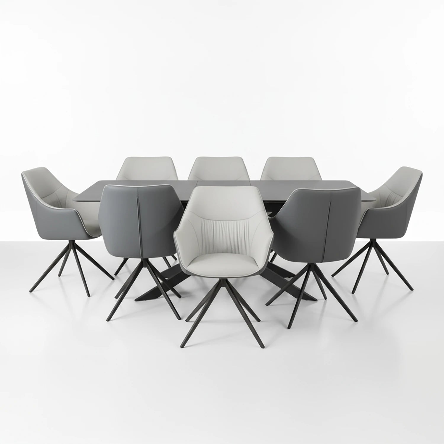 Azzurra Grey Sintered Stone Extending Dining Table with Porto Swivel Dining Chairs - Pendle Village Furniture