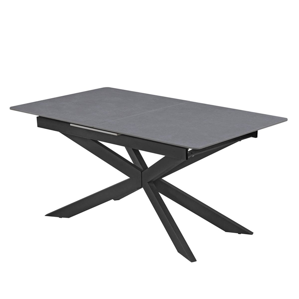 Azzurra Grey Sintered Stone 160cm Extending Dining Table with Stylish Black Metal Legs 
