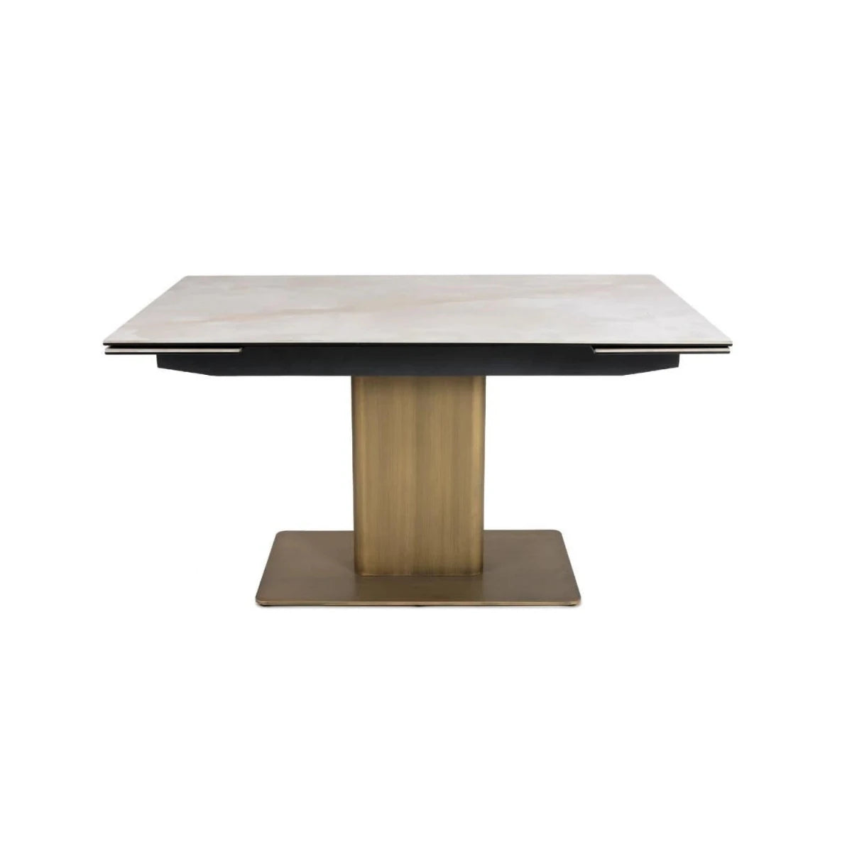 Luxury White sintered stone extending dining table with sunset finish top
