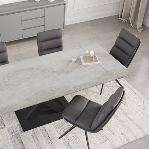 Monza Light Grey Marble Extending Dining Table