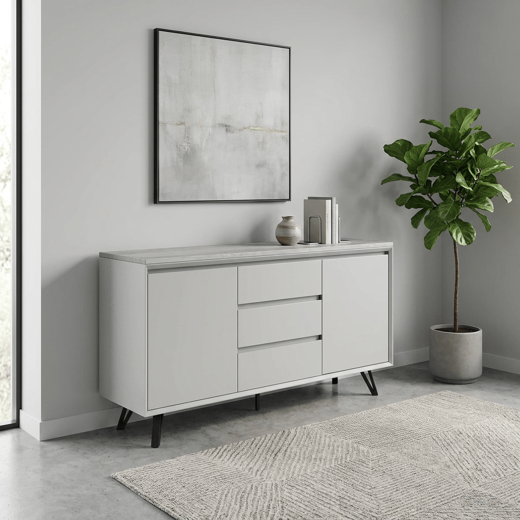 Monza Light Grey Marble Sideboard