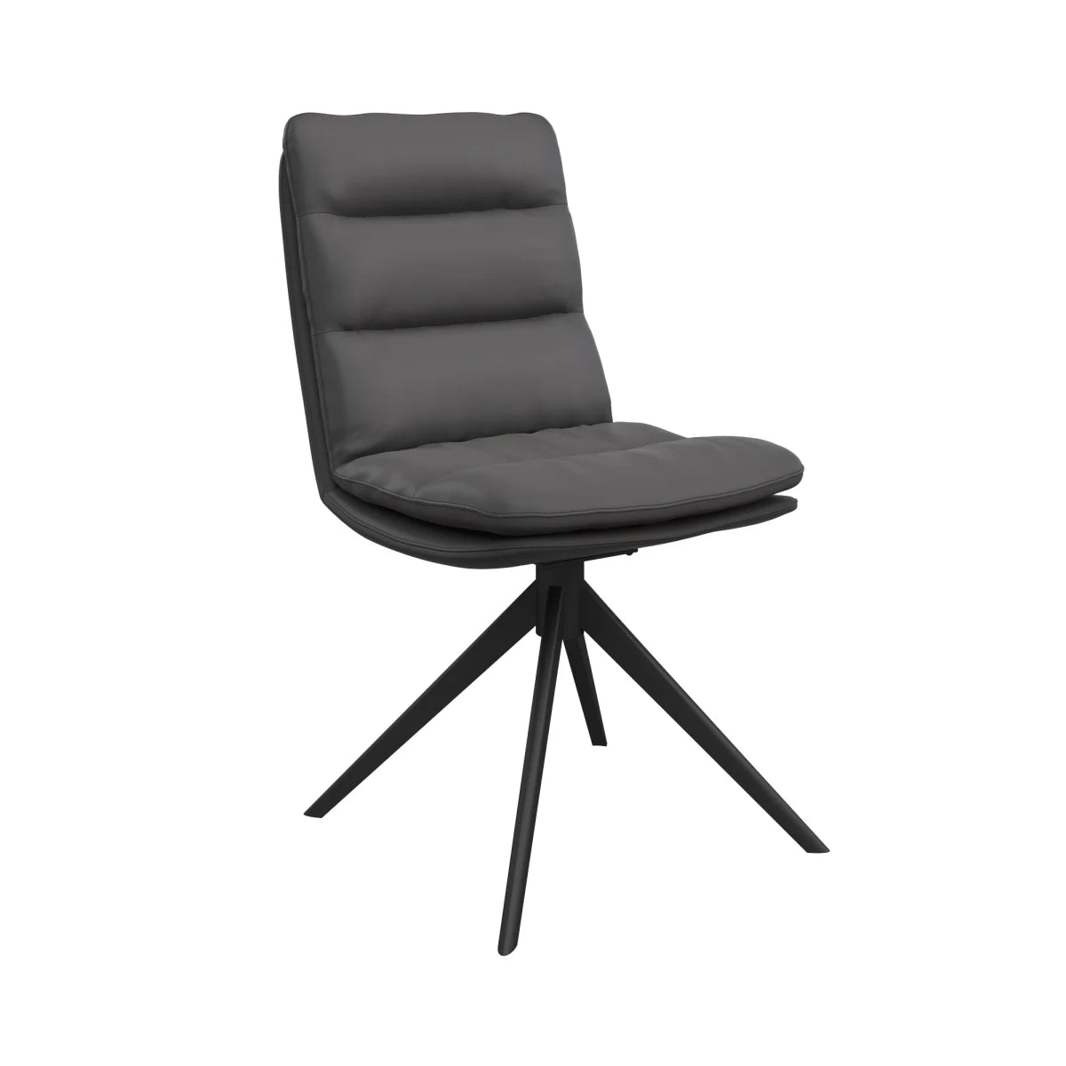Monza Dark Grey Faux Leather Swivel Dining Chairs – Set of 4