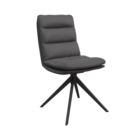 Monza Dark Grey Faux Leather Swivel Dining Chairs – Set of 4