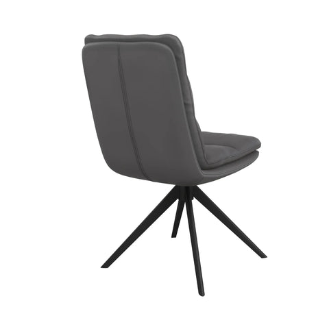 Monza Dark Grey Faux Leather Swivel Dining Chairs – Set of 4