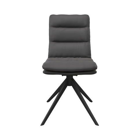 Monza Dark Grey Faux Leather Swivel Dining Chairs – Set of 4