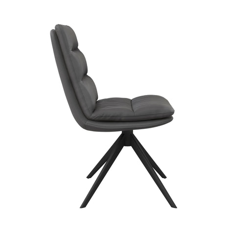 Monza Dark Grey Faux Leather Swivel Dining Chairs – Set of 4