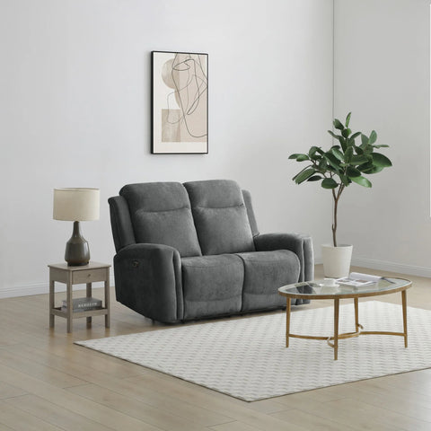 Bentley Grey Fabric 2 Seater Recliner Sofa - Pendle Village Furniture