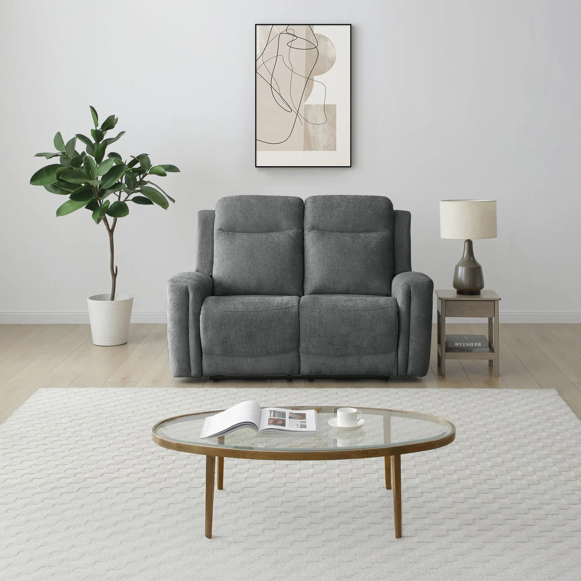 Bentley Grey Fabric 2 Seater Recliner Sofa - Pendle Village Furniture