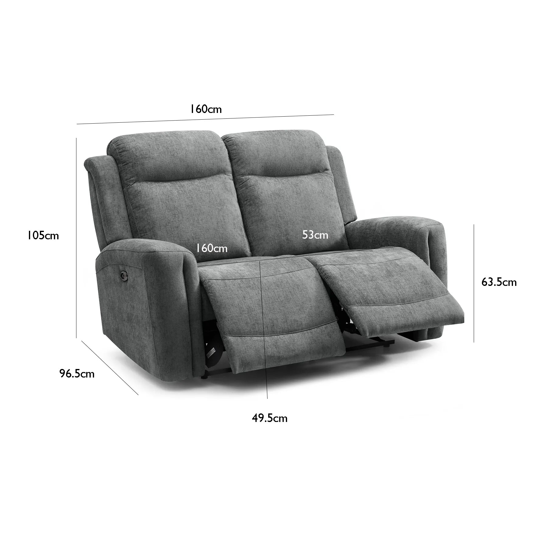 Bentley Grey Fabric 2 Seater Recliner Sofa - Pendle Village Furniture