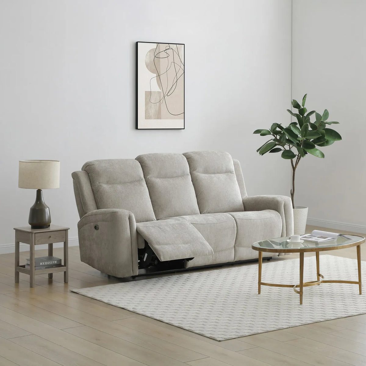 Bentley Natural Fabric 3 Seater Recliner Sofa - Pendle Village Furniture