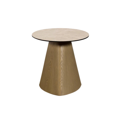 Shop the Arlo Cream Ceramic Round Lamp Table with a Spanish ceramic and tempered glass top and natural ash wood base. Compact 50cm contemporary design.