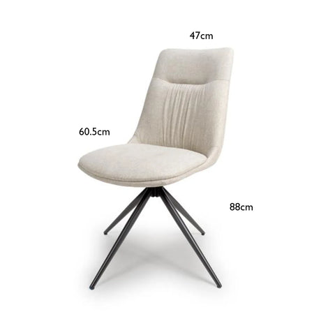 Bosley Natural Fabric Swivel Dining Chairs - Set of 4 - Pendle Village Furniture